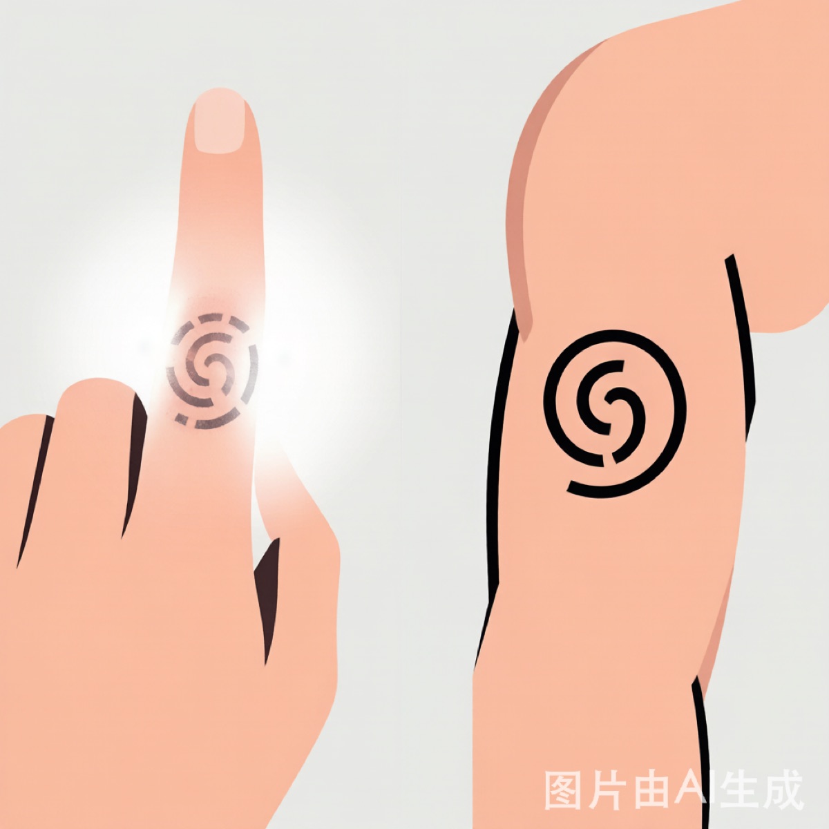 Comparison of a faded, blurred finger tattoo on the left versus a crisp, well-healed upper-arm tattoo on the right